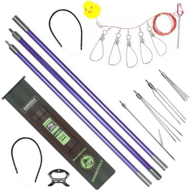 Imagem de SINGMATOOLS Vara de pesca submarina havaiana conjunto de lança de pesca com vara de fibra de vidro, arpão, equipamento de pesca submarina, pontas de paralisador de 3 garras, 14 cm, bolsa de viagem com