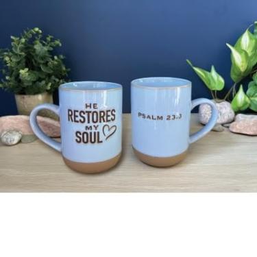 Imagem de Cathedral Art Caneca de cerâmica He Restores My Soul Boxed, 510 g