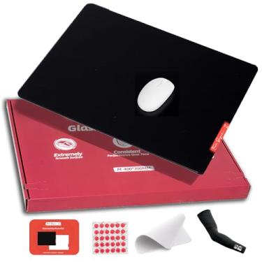 Imagem de flash Beyond Mouse pad de vidro para jogos - Almofada de vidro premium com base de borracha antiderrapante - Rastreamento suave e preciso, superfície durável para jogos de alta velocidade, ideal para