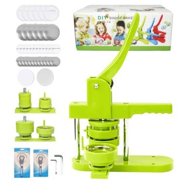 Imagem de DCBADGE Máquina Para Fazer Botões De Vários Tamanhos, Kit Pinos Faça Você Mesmo Com Intercambiáveis 1,25" + 2,25" - Modelos E 200 Conjuntos Grátis Peças 32+58 Mm, Cortador Circular Chave Inglesa