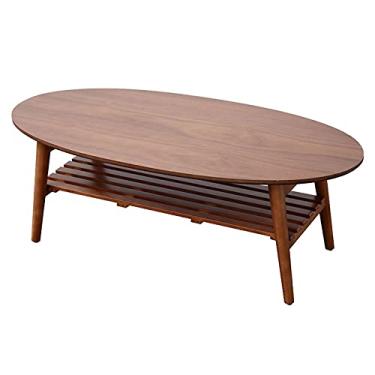Imagem de Mesa de centro moderna e minimalista – mesa de canto de sofá de madeira moderna para casa com mesa ampla e prateleira de armazenamento para sala de estar