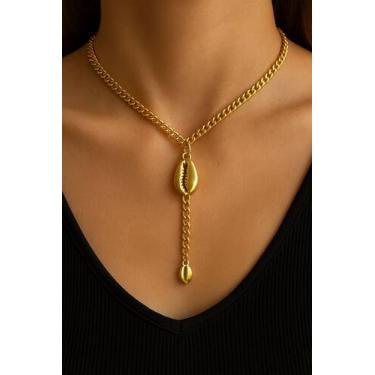 Imagem de Colares banhados a Ouro colar modelo Gravata com Búzios tendência Verã