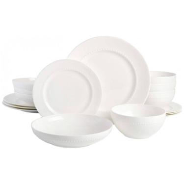 Imagem de Aparelho de Jantar com 16 Peças em Porcelana Bone China, Gibson Elite, Branco