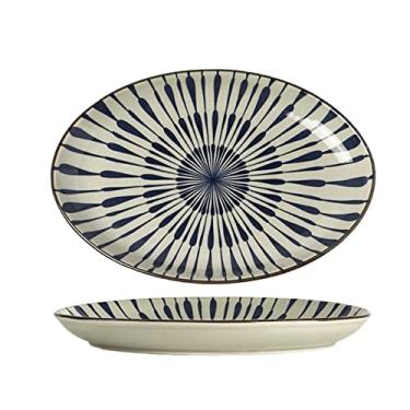 Imagem de Prato de serviço pratos de jantar de cerâmica vintage chineses grandes com alça dupla de orelha prato de peixe prato de sobremesa pintado à mão prato de sobremesa micro-ondas pratos seguros para