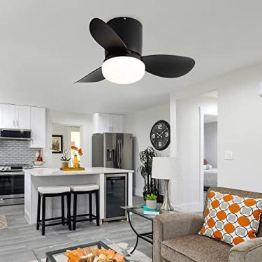 Imagem de Ventilador de teto infantil com iluminação e luz pendente silenciosa remota moderna 6 velocidades de vento mutáveis com temperatura de 3 cores luz regulável para sala de estar, quarto, quart