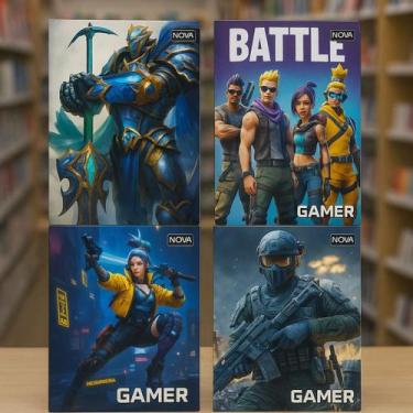 Imagem de Caderno Brochura Grande Gamer 96 Folhas Capa Dura  Modelos Variados - 