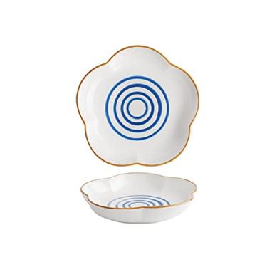Imagem de Prato de serviço Pratos de jantar para casa prato de jantar de cerâmica criativo 20 cm prato de porcelana feito à mão prato de salada prato de peixe pratos seguros para micro-ondas/lava-louças