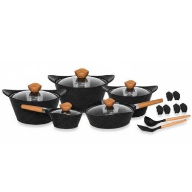 Imagem de Jogo de Panelas Cerâmicas Indução Spanish Cava 7pçs, Preto