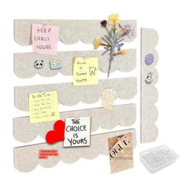 Imagem de Umtiti Pacote com 6 tiras de boletim de feltro sem moldura de 36,8 x 5 cm com 50 pinos, autoadesivas para sala de aula, escritório, casa, bege - 6 peças + 50D