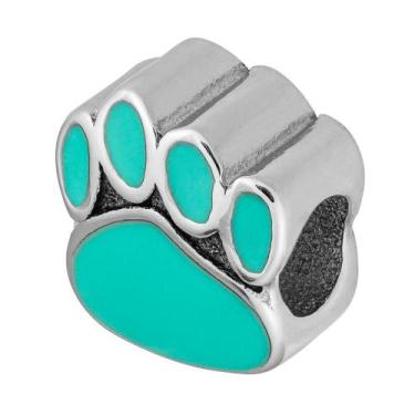 Imagem de Berloque Separador Patinha Pet Coleção Steel Dreams de Aço com Resina.