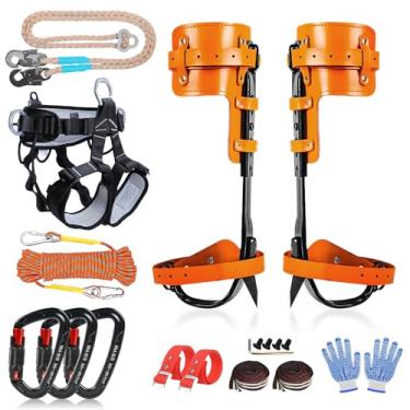 Imagem de Auckyeer Conjunto de equipamentos de escalada de árvores, pontas ajustáveis para escalada de árvores, ferramenta de escalada de árvores para trabalho em árvores