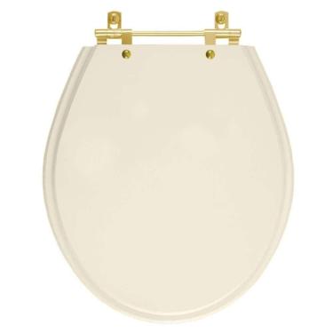 Imagem de Tampa De Vaso Poliéster Ravena Amendoa Para Bacia Deca Com Ferragem Dourada