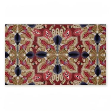 Imagem de Stupell Industries Tapete de porta não tecido estampado fractal caleidoscópio de penas, design por Darlene Seale