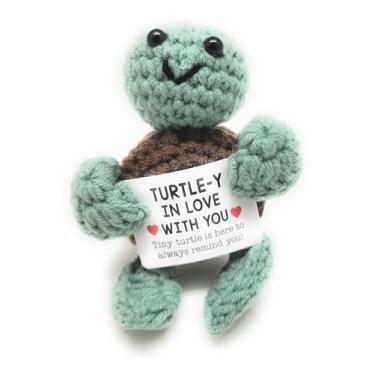 Imagem de Onebasispoint Suporte emocional tartaruga de crochê com mensagem positiva, animal decorativo, para estudantes, colegas de trabalho, amigos, professores adolescentes, amigos de mesa de escritório