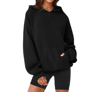 Imagem de Moletom feminino MEROKEETY com capuz grande para o outono de 2024, pre