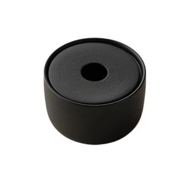 Imagem de Cinzeiro cinzeiro de cerâmica para interiores e exteriores com tampa, cinzeiro orbicular para secretária, para escritório, casa, pátio, bandeja de cinzas portátil com textura fosca (preto) cinzeiros