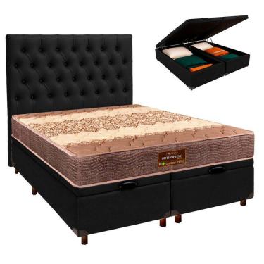 Imagem de Conjunto Cama Box Bau Blindado Casal + Colchão D26 Ortophedic Sankonfort + Cabeceira