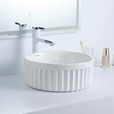 Imagem de Cuba Deend De Cerâmica Rotonda RigaLuce Banheiro 37x37x14cm