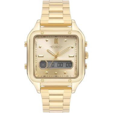 Imagem de Relógio Euro Feminino Ref: Eubj3890aat/4h Anadigi Retangular Dourado