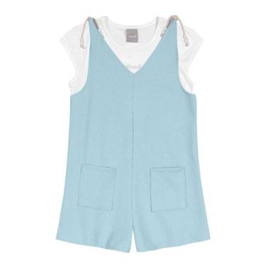 Imagem de Jardineira com blusa em malha infantil menina Mundi, Branco, 8