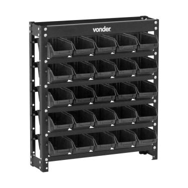 Imagem de Estante Metálica Com Gaveteiro Organizador Para Ferramentas E Parafusos 25 Gavetas Plásticas Vonder Preto