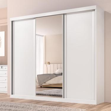 Imagem de Guarda Roupa Casal Sevilha 3 Pts Correr 6 Gav C/ Porta Espelho Inteiro Moldura Alumínio