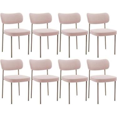 Imagem de Kit 08 Cadeiras Estofadas Para Sala De Jantar Melina Base Arena L02 Bo