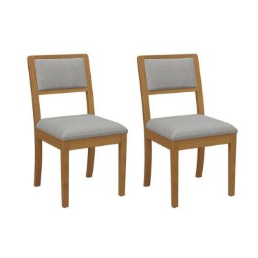 Imagem de Cadeira Sala De Jantar Alice 2cmm006ca Premium Madeira Maciça Kit 2 Un Carvalho-linho Cinza - Kappesberg