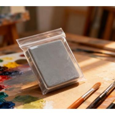 Imagem de Borracha amassável para artistas, macia moldável, absorvente amassada, perfeita para esboçar, desenhar, carvão, grafite, mistura de arte, não tóxico, reutilizável, 1 pacote, cinza, com estojo de