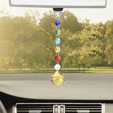 Imagem de Luminária de lustre de bola de prismas de cristal arco-íris, pingente de cristal transparente K9, decoração de artesanato DIY para janela de casa, chaveiro, 19,3 cm com cores de arco-íris