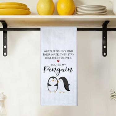Imagem de Pinguim Gifts Toalhas de cozinha 40,6 x 61 cm, toalhas de chá para decoração de pinguim, toalha de mão para presente de casal para cozinha e banheiro