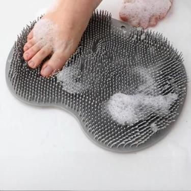 Imagem de Almofada de banho esfoliante para as costas, tapete esfoliante para pés e costas, tapete massageador de pés livres com ventosas antiderrapantes