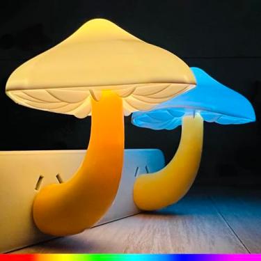 Imagem de Luz noturna LED com sensor de cogumelo – lâmpada de cogumelo com 7 mudanças de cor, mini cama de sonho, linda luz noturna colorida para quarto, banheiro, escadas, corredor