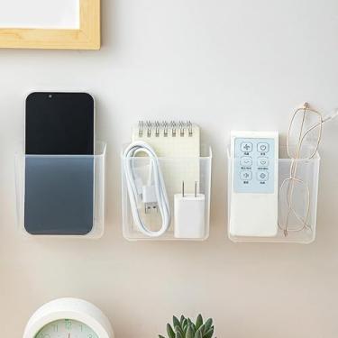 Imagem de Caixa de armazenamento autoadesiva montada na parede, organizador de itens pequenos para portas de armário de cozinha, geladeira, banheiro e guarda-roupa