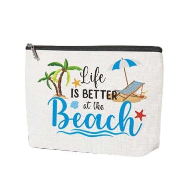 Imagem de Essenciais de praia para mulheres, bolsa de cosméticos, presentes de férias para amantes do sol, mulheres à beira-mar, bolsa de viagem com tema de praia, LCS multicolorido 00001, 9.6 × 7 × 2 inches