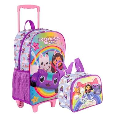 Imagem de Kit Mochila Carrinho Sestini+Lancheira Gabby Rainbow 66306-00