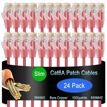 Imagem de Cabo de conexão Ethernet Lysymixs Cat6a Slim 0,9 m, pacote com 24 unid