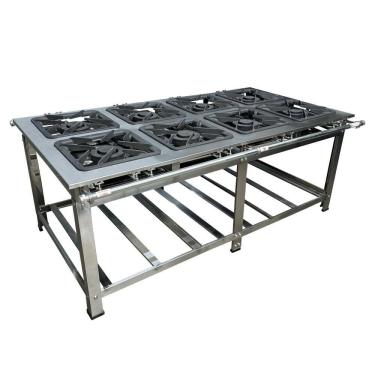 Imagem de Fogão Industrial de Centro 8 Bocas Duplas Cefaz Linha Gold Baixa Pressão Inox C-I430-CFZG-159