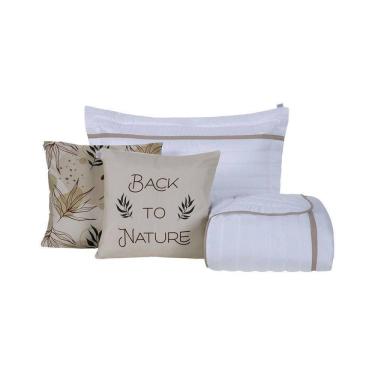 Imagem de Kit Cobre Leito 4 Peças Solteiro Inove Percal 200 Fios 100% Poliéster - Nature Branco/c...