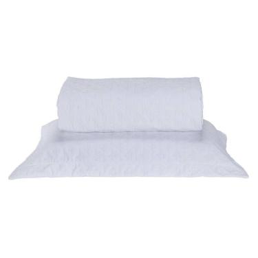 Imagem de Kit Cobre Leito Milão Solteiro 2 Peças 100% Poliéster - Branco/branco