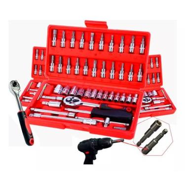 Imagem de Ferramentas kit 46 peças chave catraca soquetes profissional - Útil Fe
