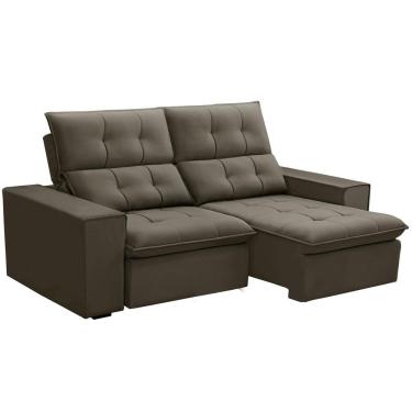 Imagem de Sofá Retrátil Reclinável Para Sala 3 Lugares 210cm Vincent F04 Veludo Marrom Claro - Lyam Decor