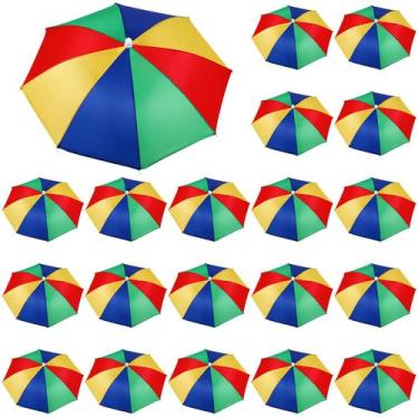 Imagem de Chapéu de guarda-chuva Kacctyen 20 peças Rainbow Waterproof 53 cm
