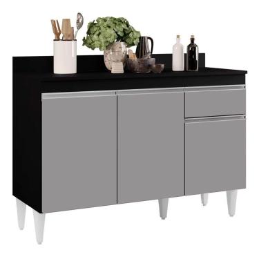 Imagem de Balcão 01 Gaveta Vick 120Cm Preto Castanho