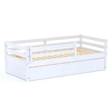 Imagem de Bicama Infantil Slim Com Grade De Proteção Madeira Maciça Branco Housin