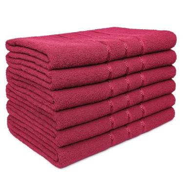 Imagem de Kit 10 Toalhas de Banho 100% Algodão 70x120cm Super Macias e Absorventes – Ideal para Uso Diário e Academia (Bordô)