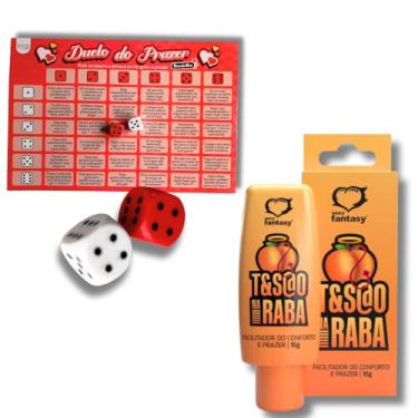 Imagem de Kit Jogo Casal Erótico Duelo do Prazer 36 Desafios 2 Dados + Gel Lubrificante 15g Tesão na Raba