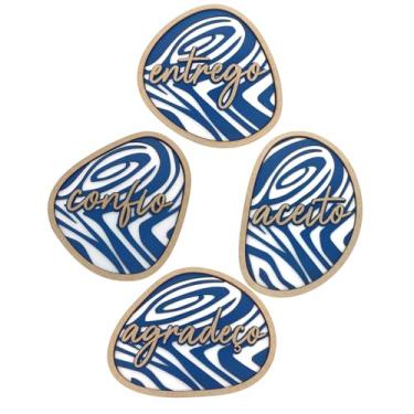 Imagem de Kit 4 Placas Decorativas Quadrinhos Vazado Frases Motivacional em MDF