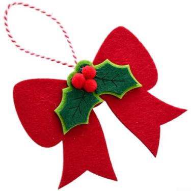 Imagem de Enfeites de laço de Natal em tecido não tecido verde, decorações de suspensão modernas leves para exibição de árvore e guirlanda de férias, conjunto de sinos de arco festivos, vários tamanhos