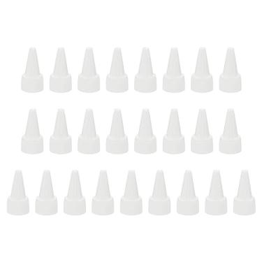 Imagem de Tampas de garrafa giratórias, 25 peças 18/410 tampas de substituição para garrafas dispensadoras de cola, tampas de distribuição de garrafas de tinta, brancas
